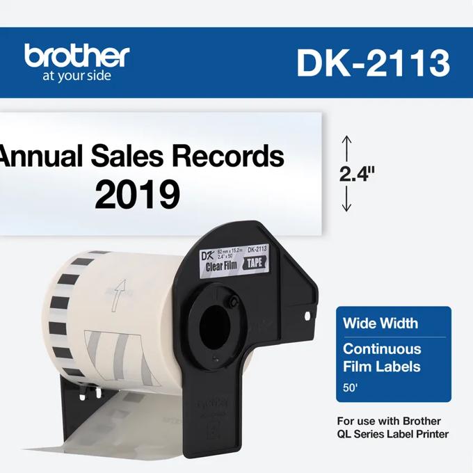 BROTHER DK2113 BLACK/CLEAR CONTINUOUS TAPE 62MM X 15,2MM