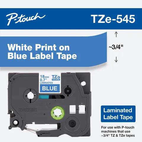 BROTHER P-TOUCH TAPE TZE545 WHITE/BLUE 18MM
