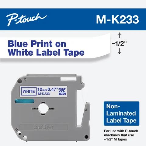 BROTHER TAPE MK233 BLUE/WHITE NON-LAMINATED 12MM X 8MM