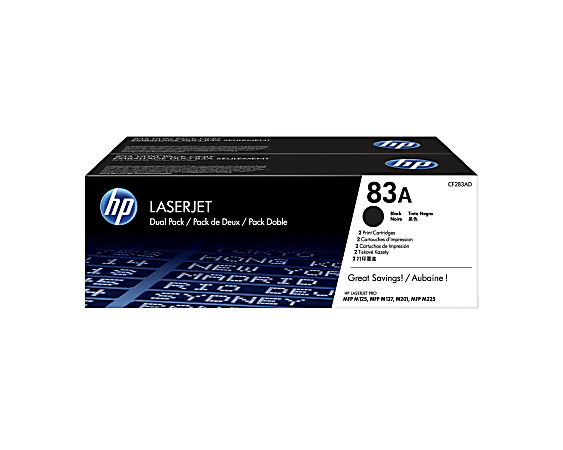HP 83A Original Black Toner Cartridge 2 PACK(CF283AD)