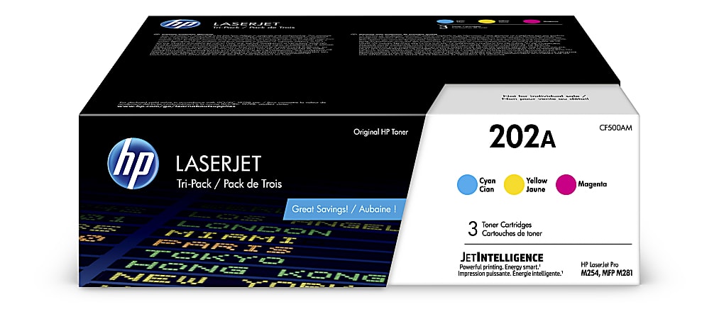 HP 202A CF501A Original Cyan/Magenta/Yellow Toner Cartridge (CF500AM)