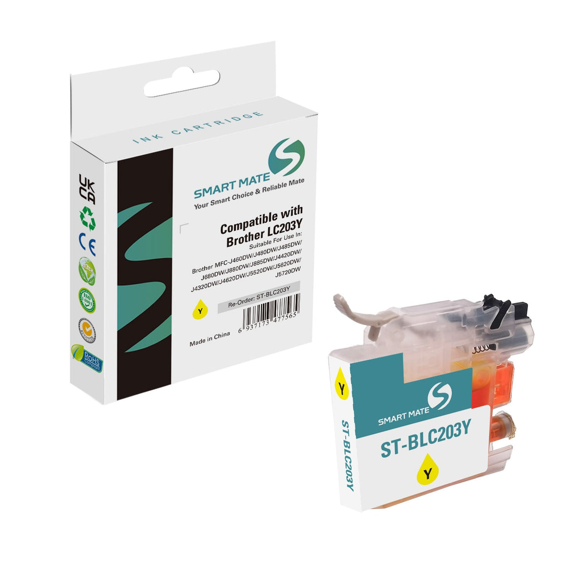 Smart Mate Compatible Brother LC203 Yellow Ink Cartridge