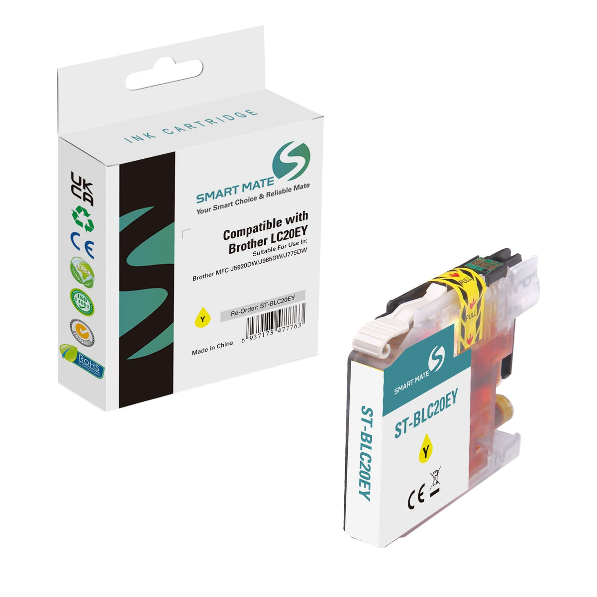 Smart Mate Compatible Brother LC20E Yellow Ink Cartridge