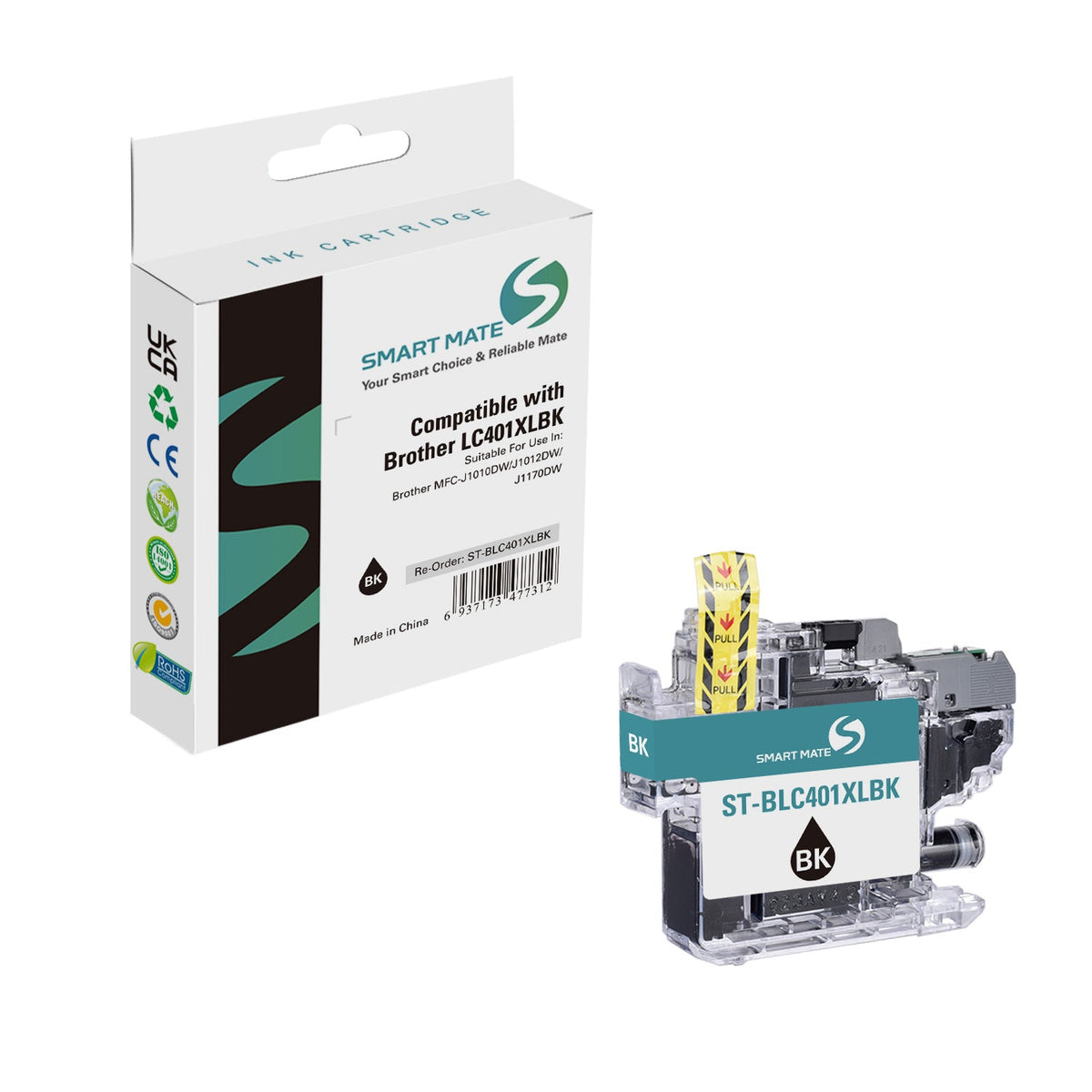 Smart Mate Compatible Brother LC401XL Black Ink Cartridge High Yield