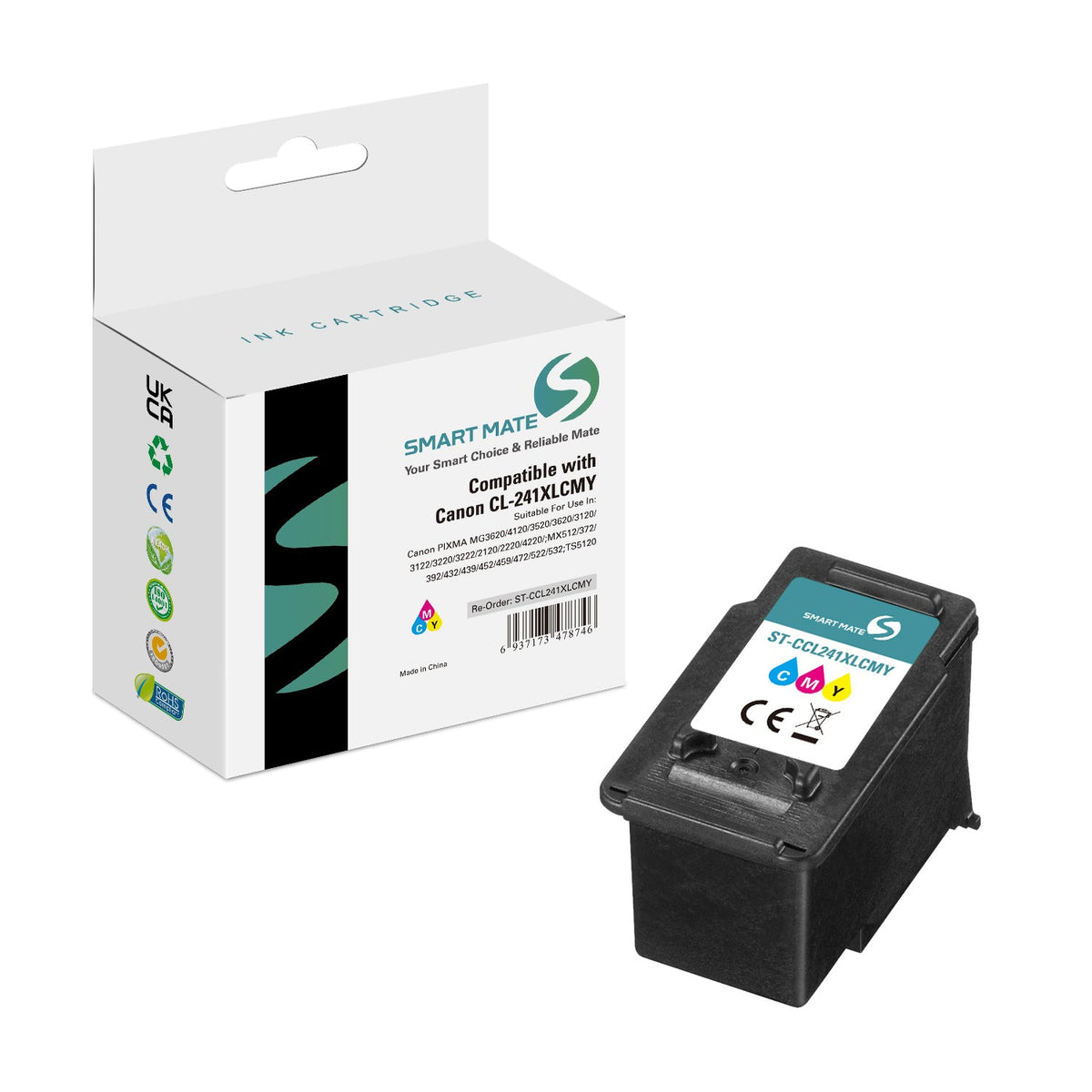 Smart Mate Compatible Canon CL241XL Tri-Color Ink Cartridge High Yield (5208B001)