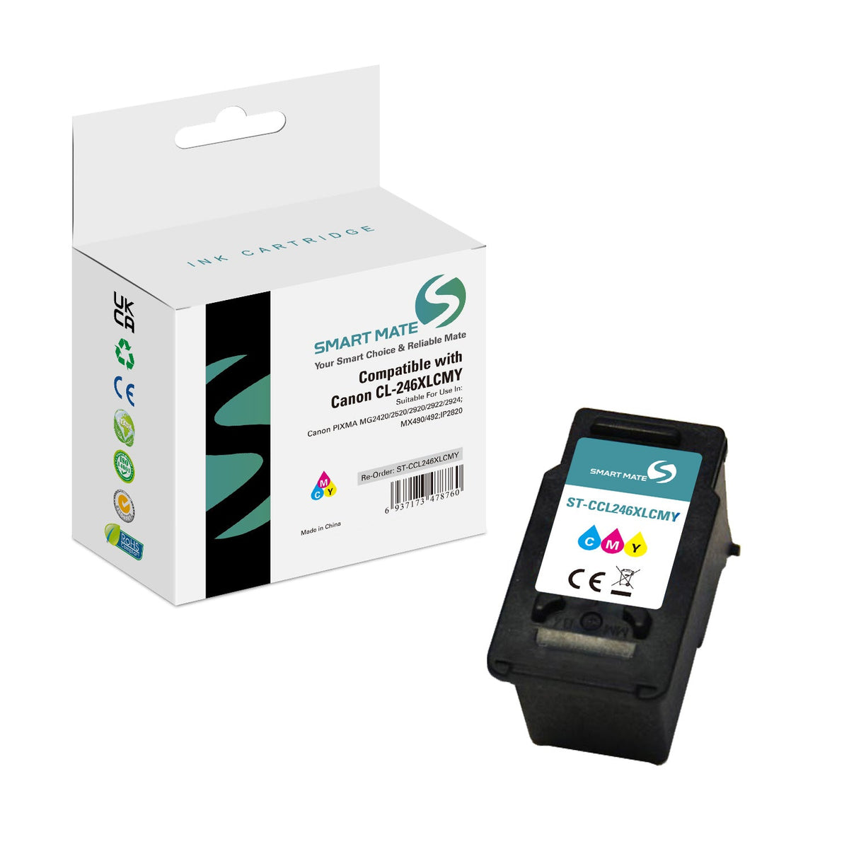 Smart Mate Compatible Canon CL246XL Tri-Color Ink Cartridge High Yield (8280B001)