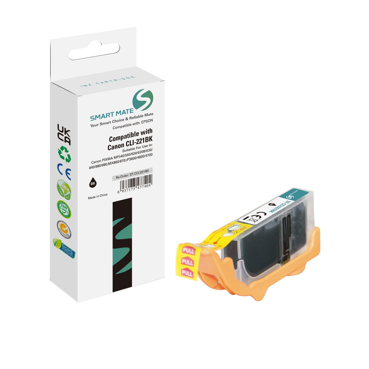 Smart Mate Compatible Canon CLI221 Black Ink Cartridge (2946B001)