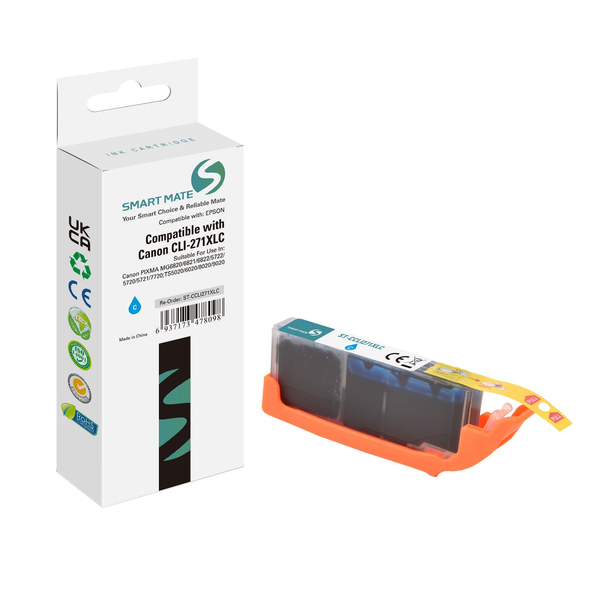 Smart Mate Compatible Canon CLI271XL Cyan Ink Cartridge High Yield (0337C001)