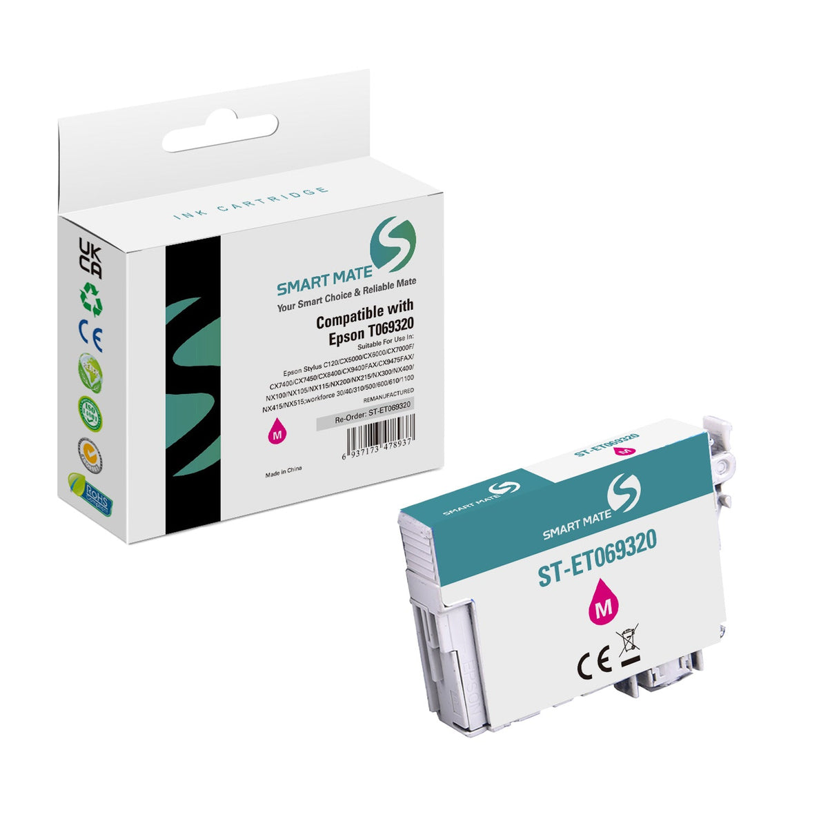 Smart Mate Compatible Epson T0693 Magenta Ink Cartridge (T069320-S)