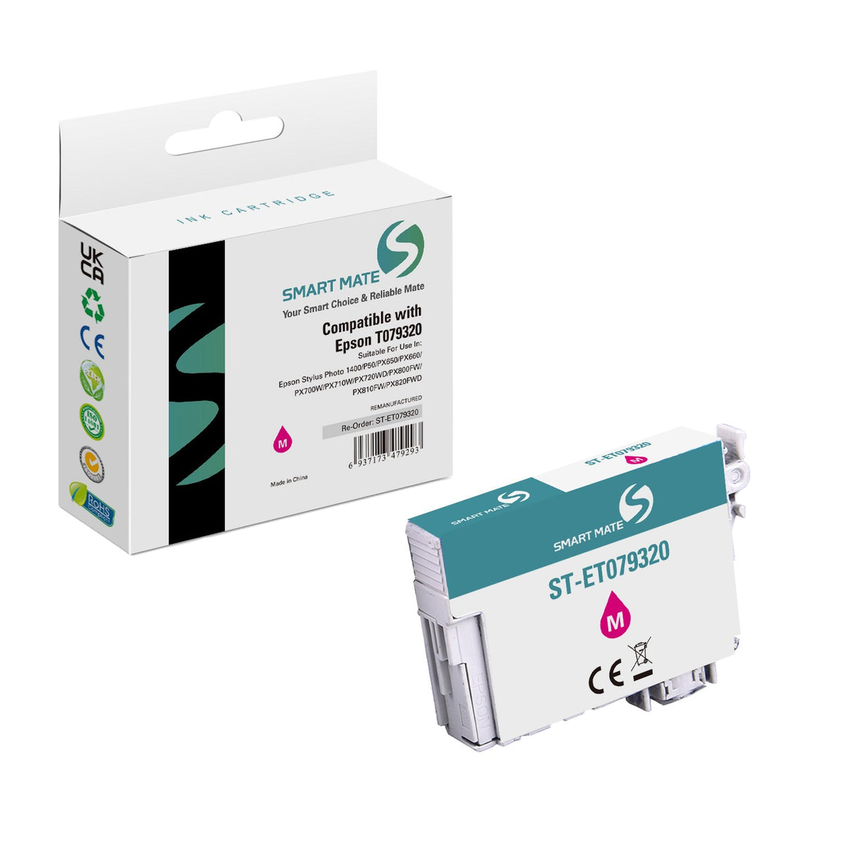 Smart Mate Compatible Epson T0793 Magenta Ink Cartridge (T079320)