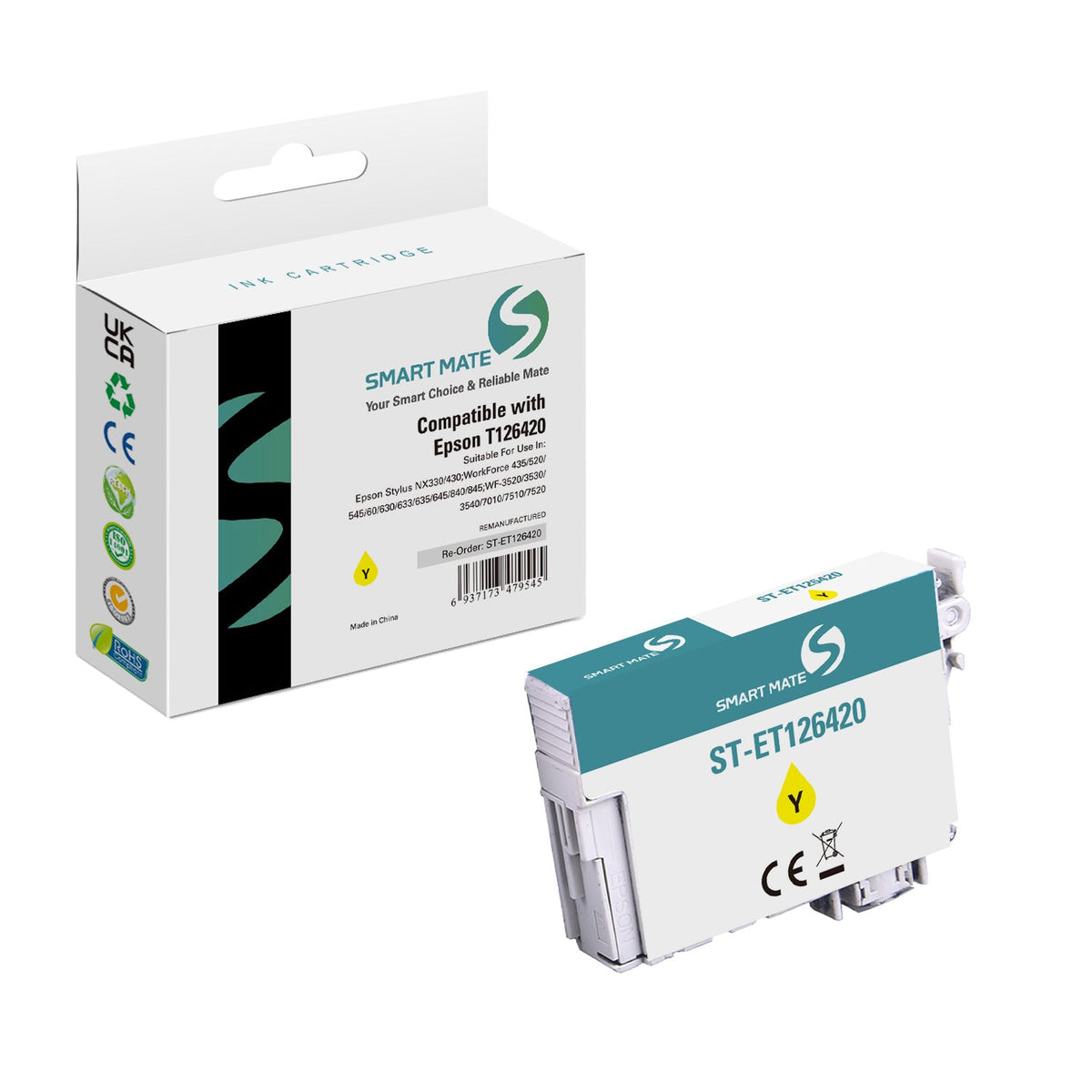 Smart Mate Compatible Epson T1264 Yellow Ink Cartridge (T126420)
