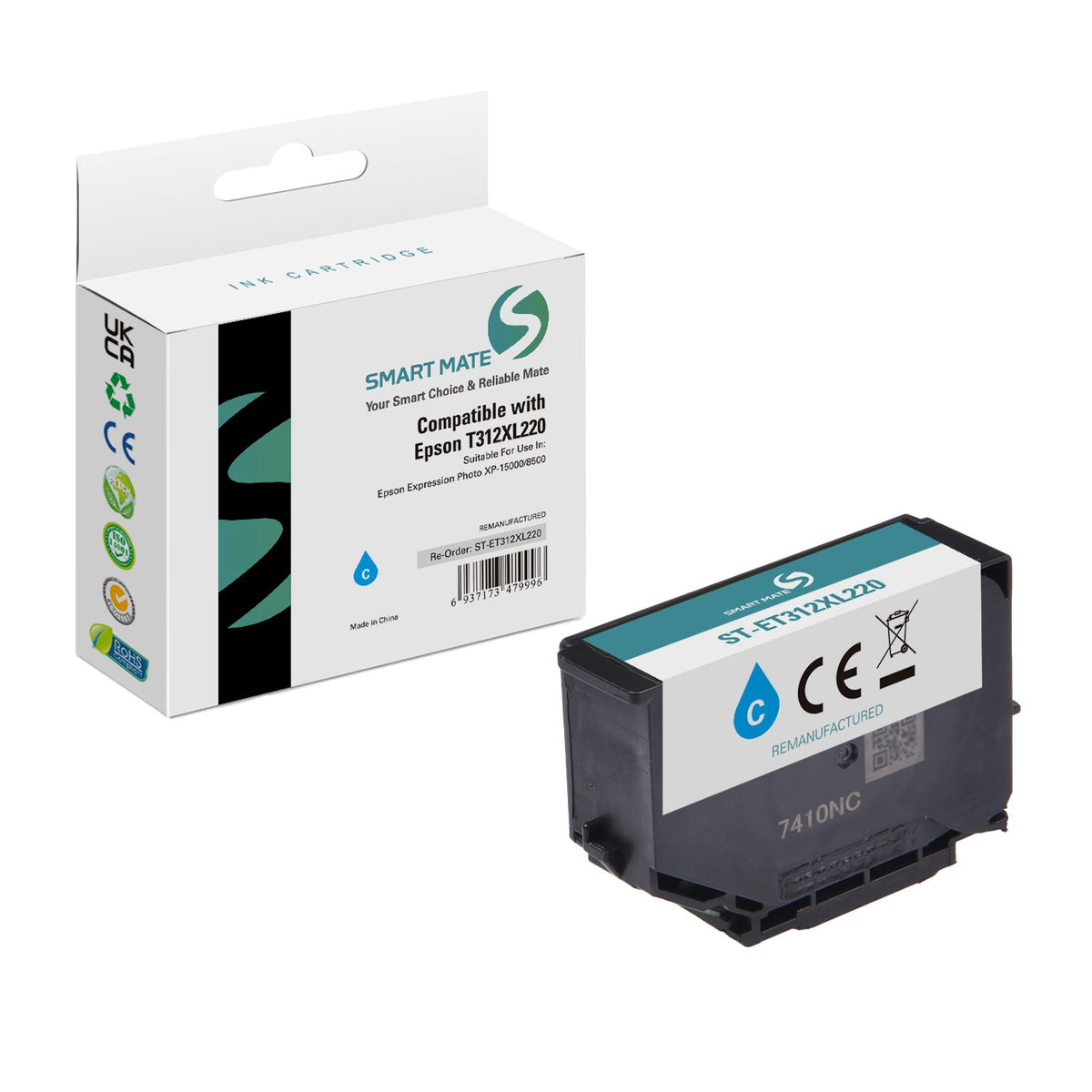 Smart Mate Compatible Epson T312XL Cyan Ink Cartridge High Yield (T312XL220-S)
