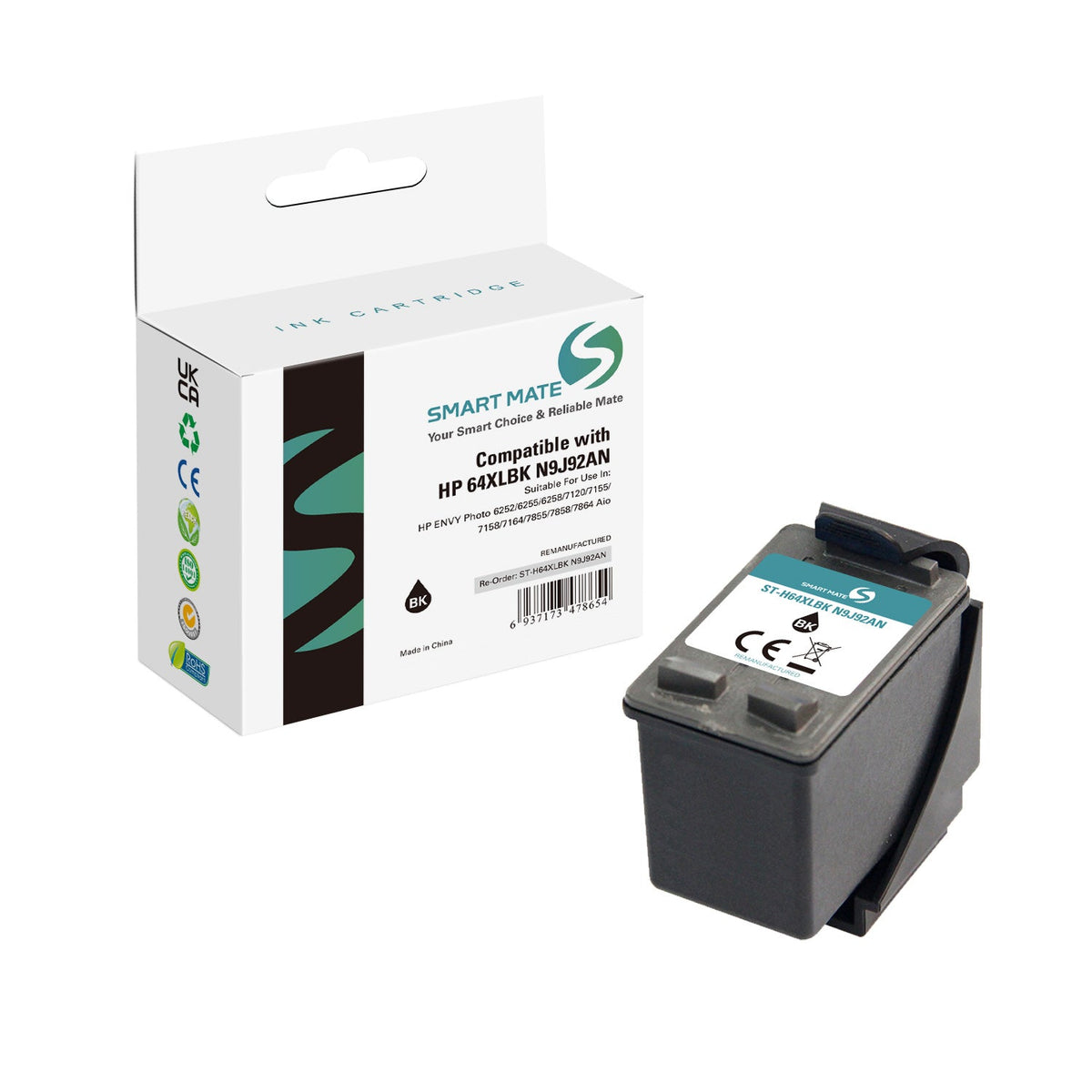 Smart Mate Compatible HP 64XL Black Ink Cartridge High Yield (N9J92AN)