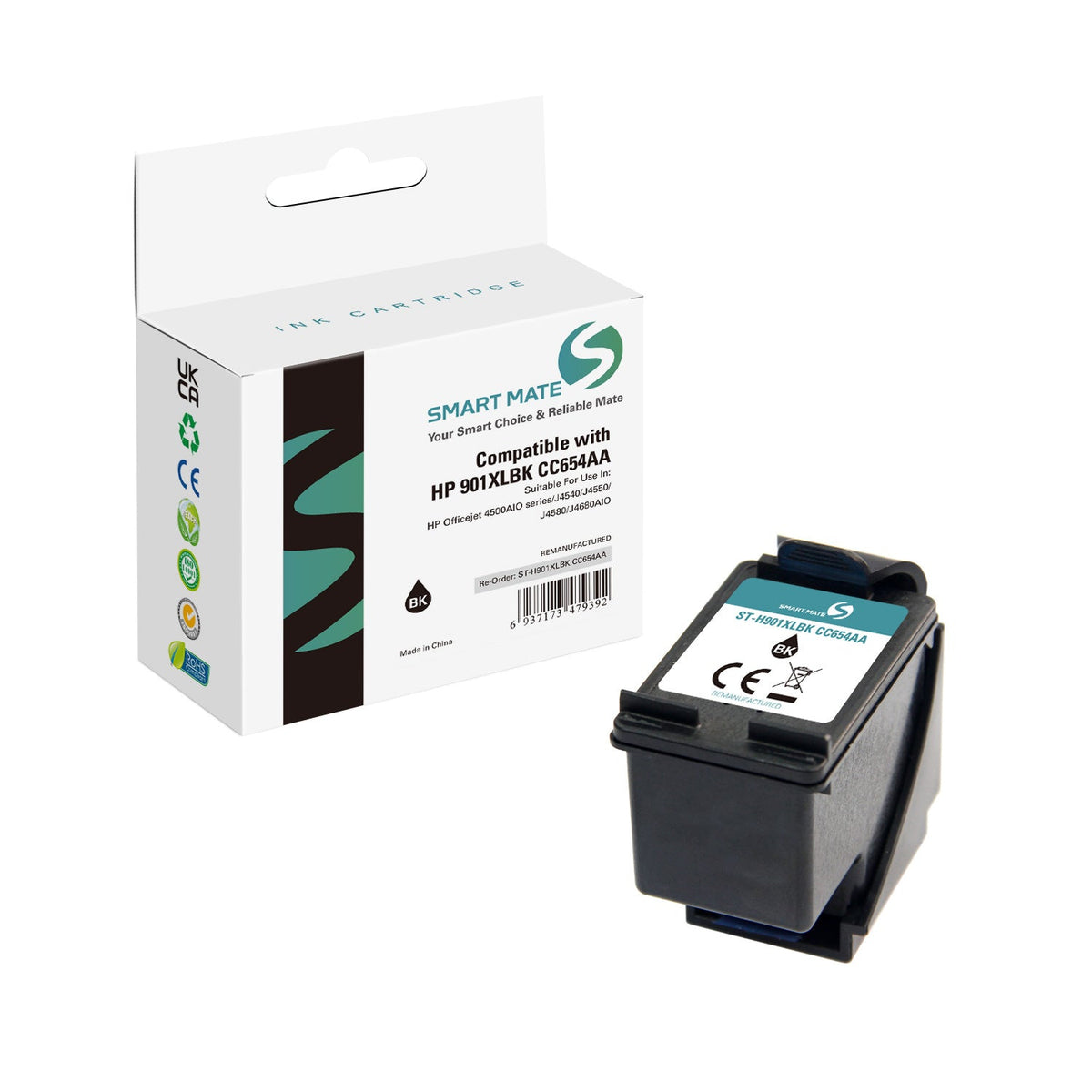Smart Mate Compatible HP 901XL Black Ink Cartridge (CC654AN) High Yield