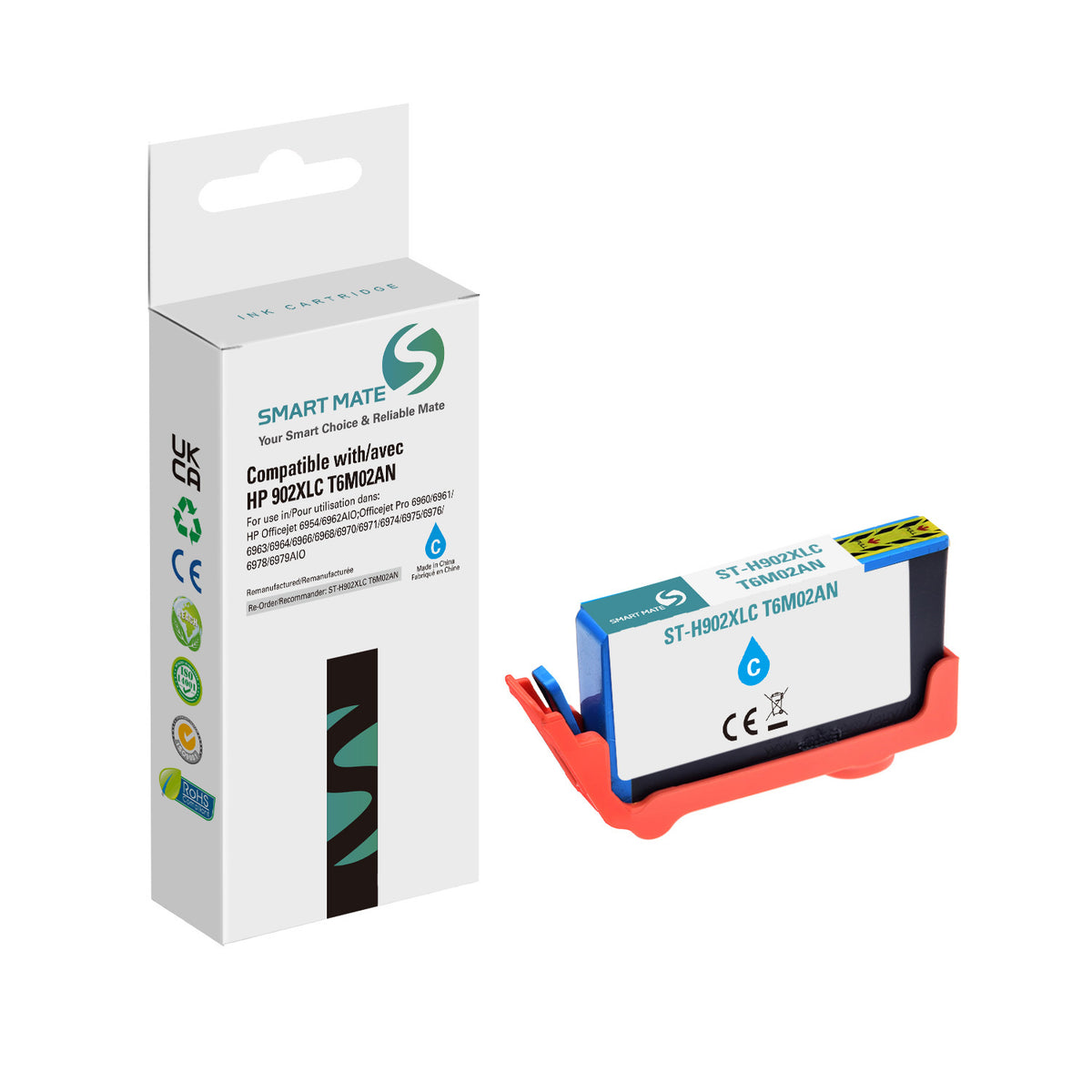 Smart Mate Compatible HP 902XL Cyan Ink Cartridge High Yield (T6M02AN)