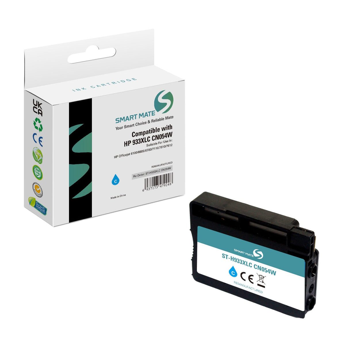 Smart Mate Compatible HP Cyan Ink Cartridge (CN054W)