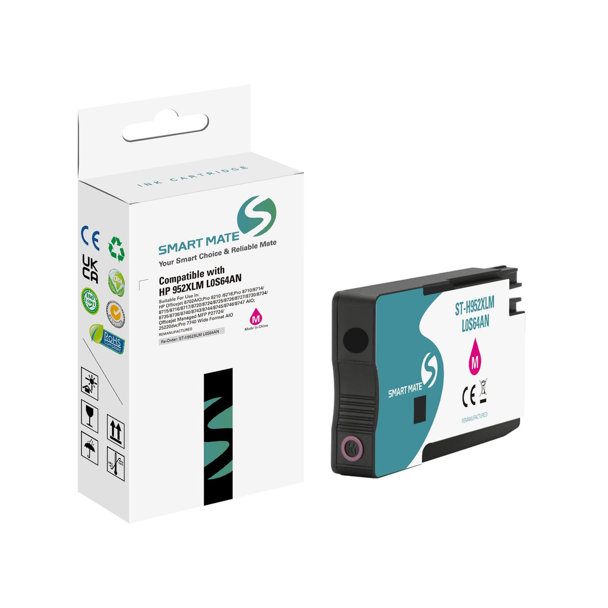 Smart Mate Compatible HP 952XL Magenta Ink Cartridge High Yield (L0S64AN)