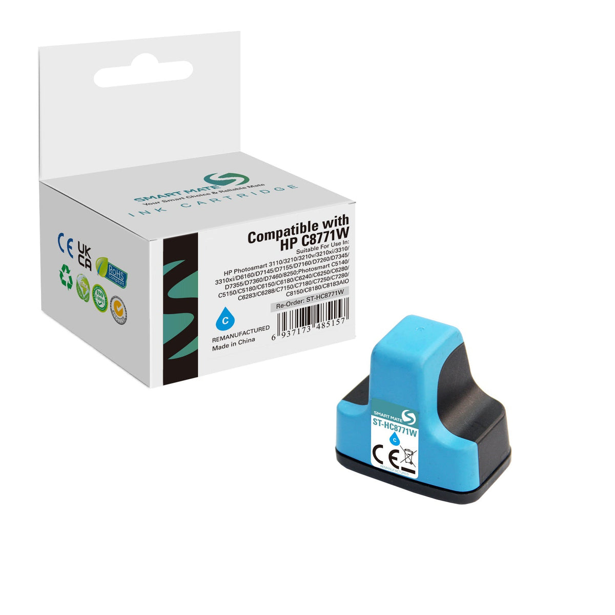Smart Mate Compatible HP 02 C8771WN Cyan Ink Cartridge