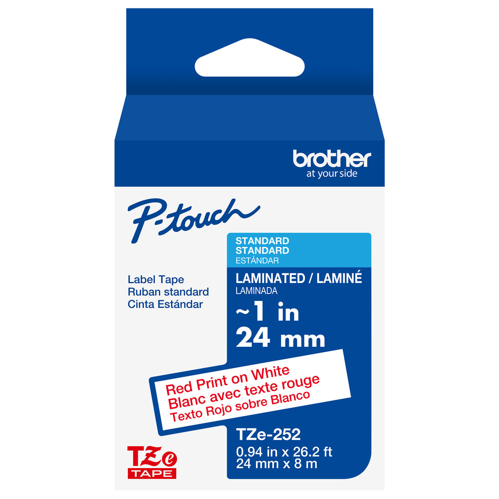 BROTHER P-TOUCH TAPE TZE252 RED/WHITE 24MM