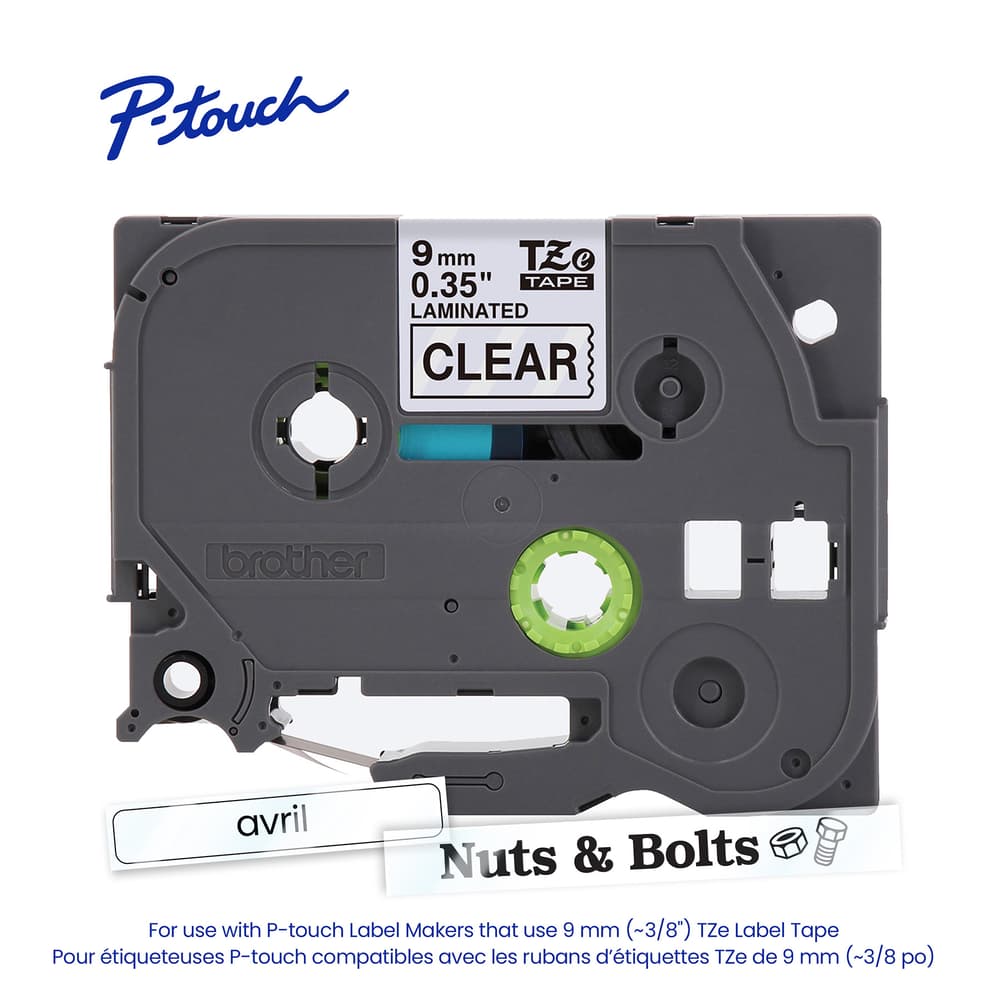 BROTHER P-TOUCH TAPE TZE121G BLACK/CLEAR 9MM