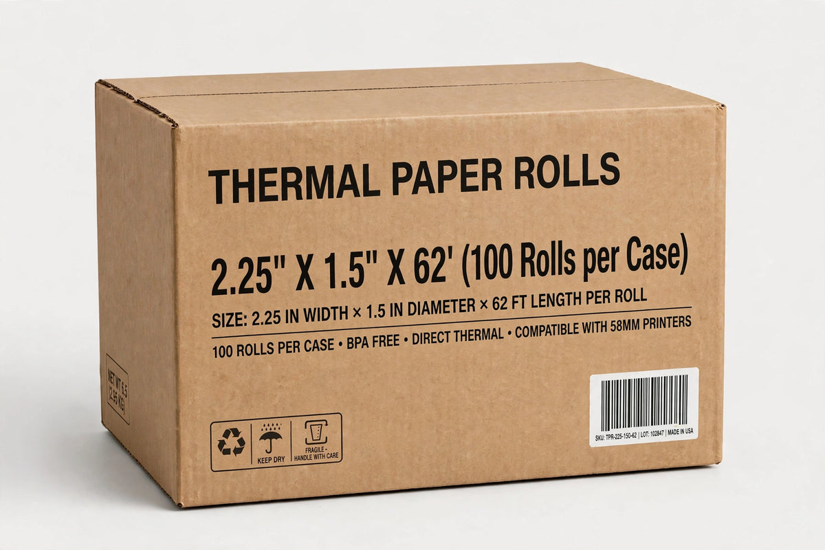 THERMAL PAPER ROLL 2 1/4 x 62’ (100 Rolls per Case)