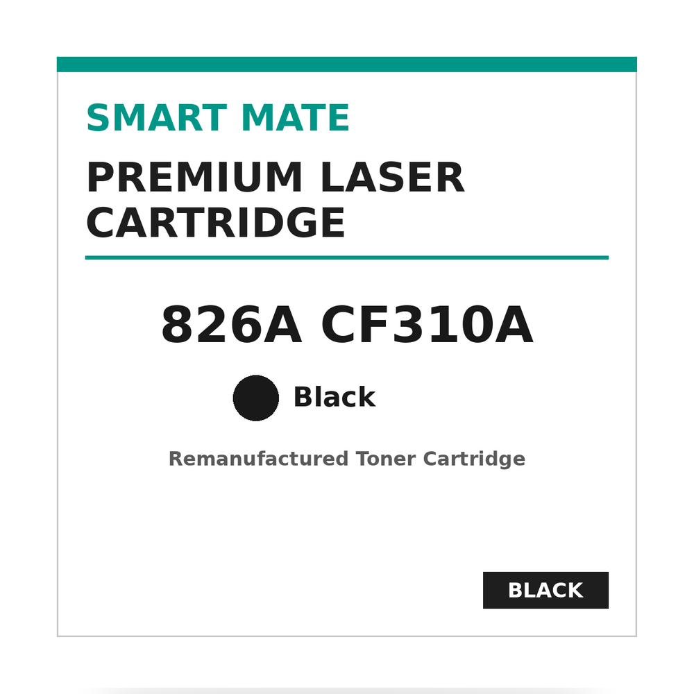 Smart Mate HP 826A CF310A Remanufactured Black Toner Cartridge