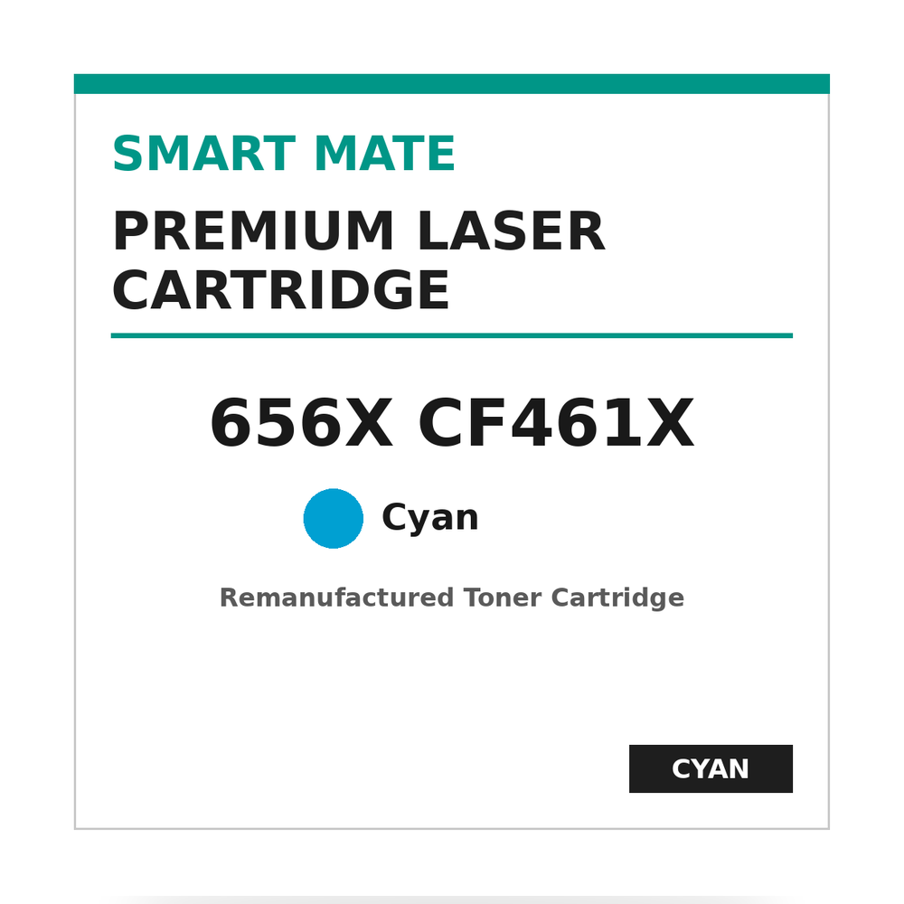 Smart Mate HP 656X CF461X Remanufactured Cyan Toner Cartridge High Yield