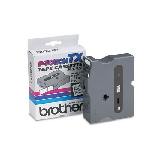 BROTHER P-TOUCH TAPE TX2511 LAMINATED BLACK/WHITE 24MM
