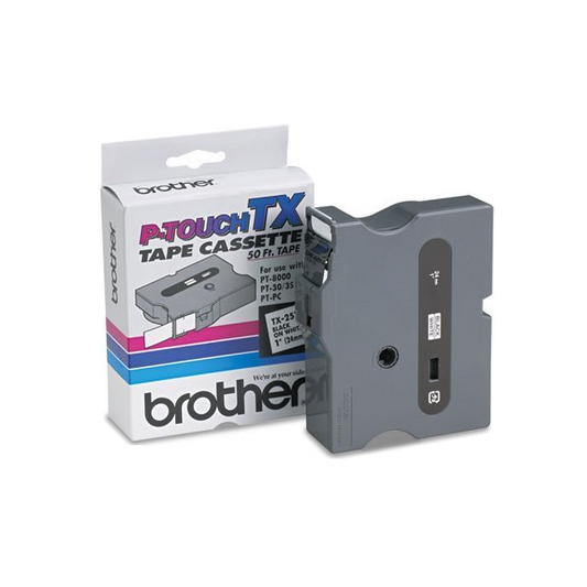 RUBAN P-TOUCH BROTHER TX2511 PLASTIFIÉ NOIR/BLANC 24MM