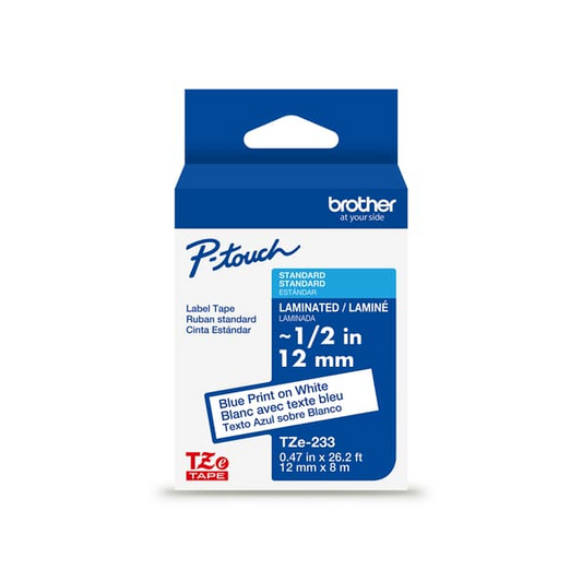 BROTHER P-TOUCH TAPE TZE233G BLUE/WHITE 12MM