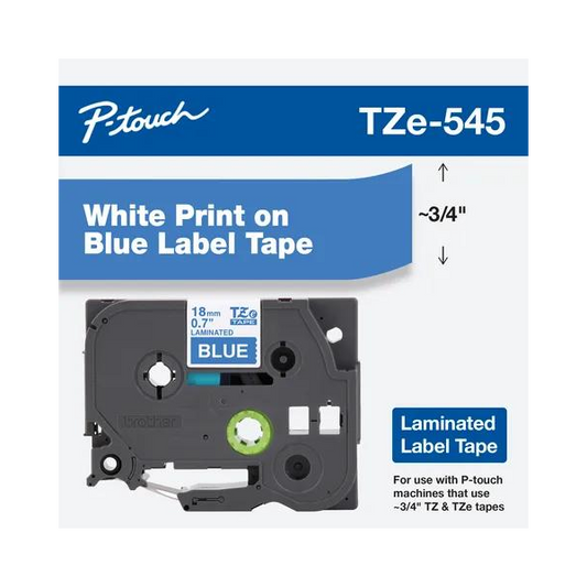 BROTHER P-TOUCH TAPE TZE545 WHITE/BLUE 18MM
