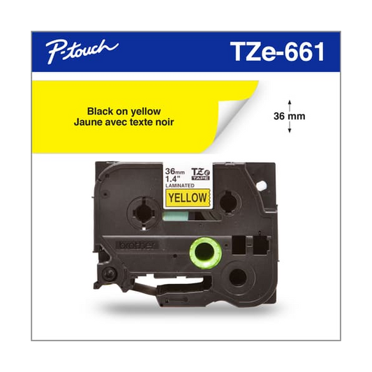 BROTHER P-TOUCH TAPE TZE661 BLACK/YELLOW 36MM