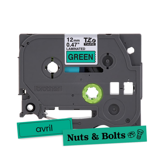 BROTHER P-TOUCH TAPE TZE731G BLACK/GREEN TAPE 12MM