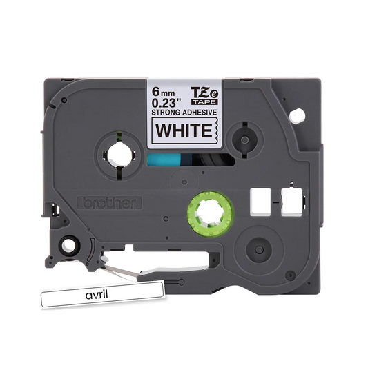 BROTHER P-TOUCH TAPE TZES211 BLACK/WHITE 6MM X 8MM