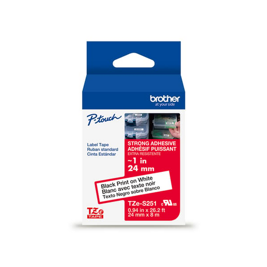 BROTHER P-TOUCH TAPE TZES251G BLACK/WHITE 24MM X 8MM