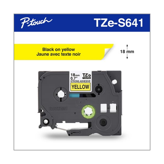 BROTHER P-TOUCH TAPE TZES641 BLACK/YELLOW 18MM 8MM