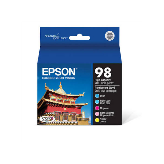 Epson 98 (T098920-S) C/M/Y/LC/LM Ink Cartridges, High-Yield, Combo Pack