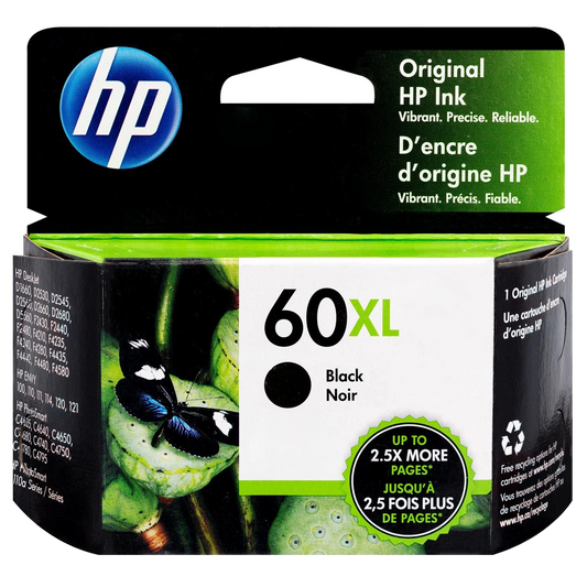 HP 60XL Original Black Ink Cartridge (CC641WC) High Yield