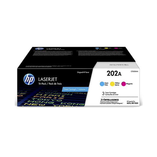 HP 202A CF501A Original Cyan/Magenta/Yellow Toner Cartridge (CF500AM)