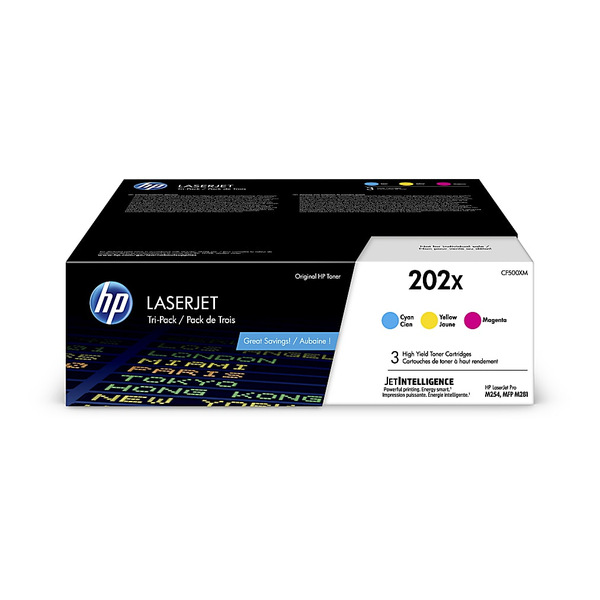 HP 202X CF501X Original Cyan/Magenta/Yellow Toner Cartridge (CF500XM)