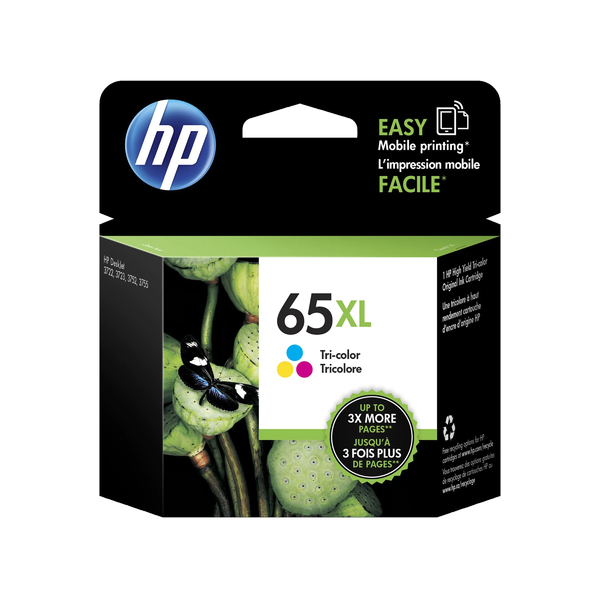 HP 65XL Original Tricolor Ink Cartridge (N9K03AN) High Yield
