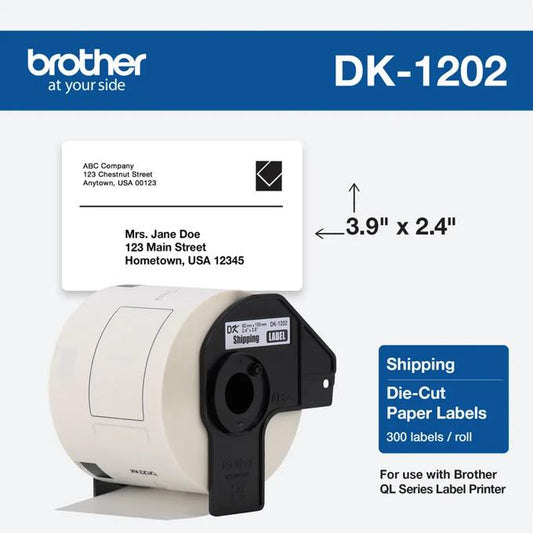 BROTHER DK1202 WHITE SHIPPING LABELS 62MM  X 100MM