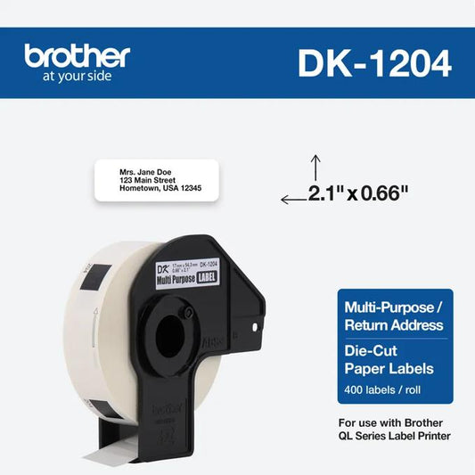 BROTHER DK1204 MULTI-PURPOSE PAPER LABELS 17MM X 54,3MM