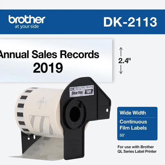 BROTHER DK2113 BLACK/CLEAR CONTINUOUS TAPE 62MM X 15,2MM