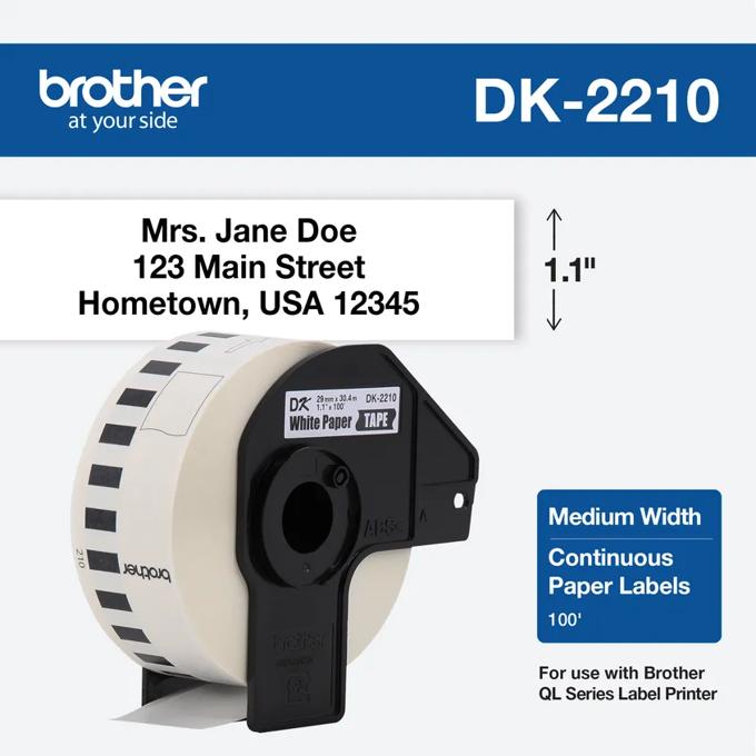 BROTHER DK2210 BLACK/WHITE CONTINUOUS TAPE 29MM X 30,4MM