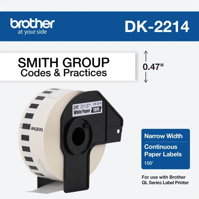 BROTHER DK2214 BLACK/WHITE CONTINUOUS TAPE 12MM X 30,4MM