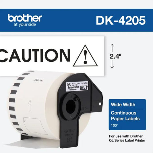 BROTHER DK4205 BLACK/WHITE CONTINUOUS TAPE 62MM X 30,4MM