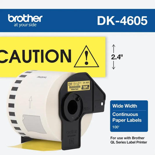 BROTHER DK4605 BLACK/YELLOW CONTINUOUS 62MM X 30,4MM