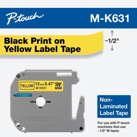 BROTHER TAPE MK631 BLACK/YELLOW NON-LAMINATED 12MM X 8MM