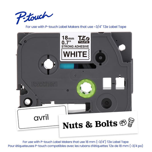 BROTHER P-TOUCH TAPE TZES241G BLACK/WHITE 18MM X 8MM
